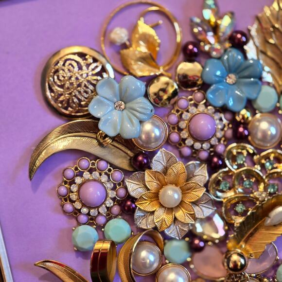 Hand Crafted Framed Jewelry Art 10.25"W x 12.25"H - Picture 2 of 6